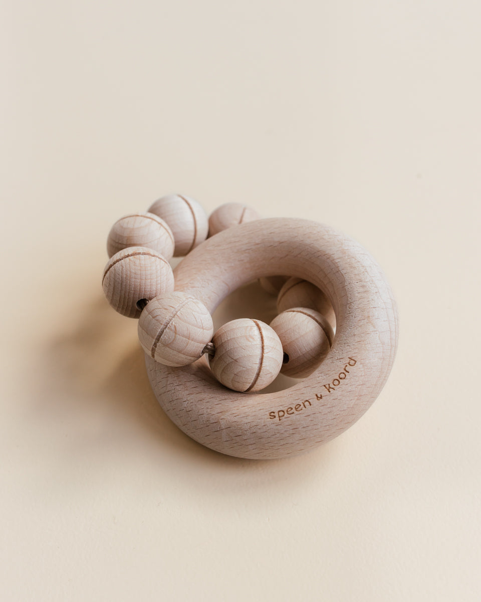 teething ring - ezra - beechwood