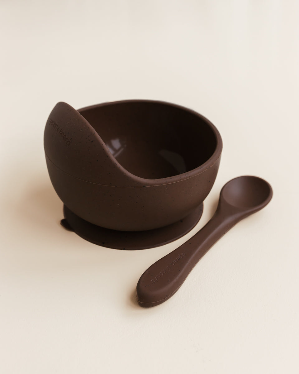 bowl + spoon set - speckled coffee #kleur_speckled-coffee