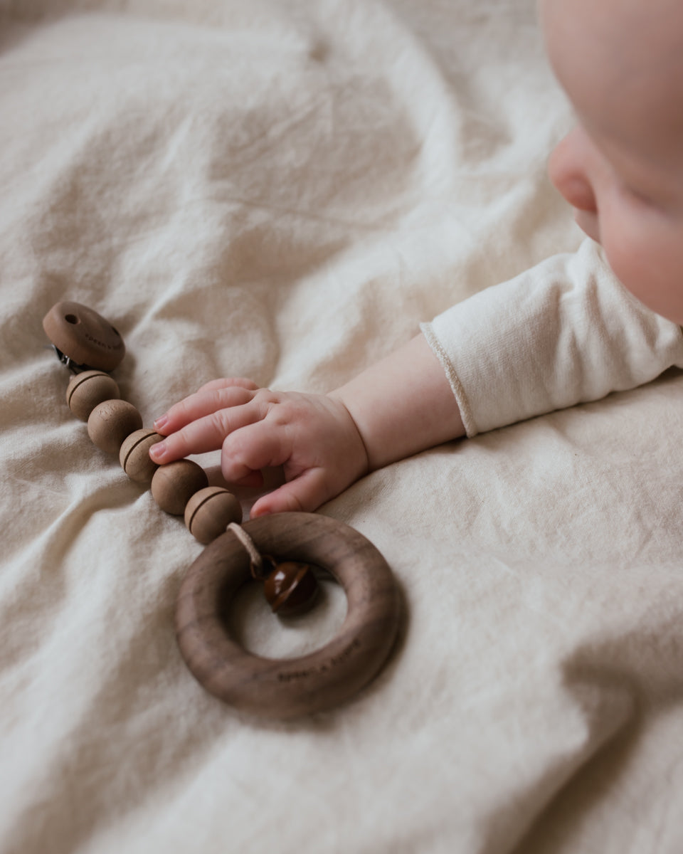 stroller hanger puck - walnut